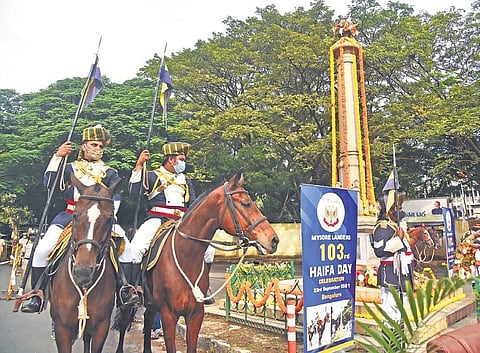 Mysore Lancers at the ‘Wreath-laying Ceremony’ on the 103rd anniversary of Haifa Day celebrations | NAGARAJA GADEKAL