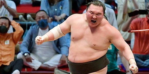 Mongolian-born sumo grand champion Hakuho is retiring at the age of 39. (Photo | AP)
