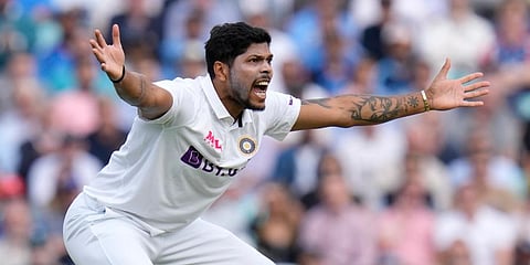 Indian pacer Umesh Yadav appeals for lbw on day two of the fourth Test match at The Oval cricket ground in London. (Photo | AP)