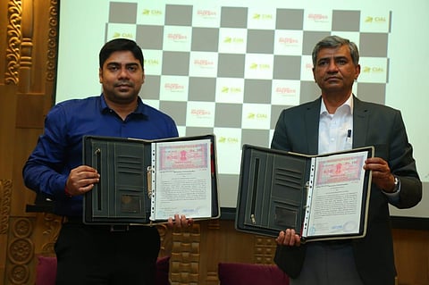 CIAL MD S Suhas and Air India Express CEO Aloke Singh with the signed documents