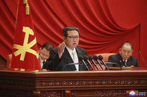 North Korean leader Kim Jong Un, center, attends a meeting of the Central Committee of the ruling Workers’ Party in Pyongyang, North Korea. (File photo | AP)
