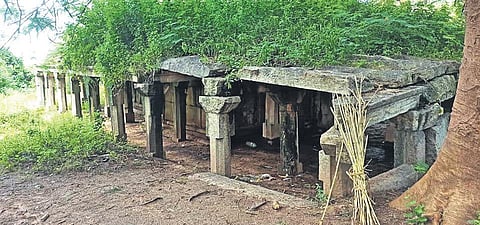 A Chola dynasty-era temple in Tadimanagala remains in bad shape, crying for attention and restoration from the authorities. (Photo | Express)