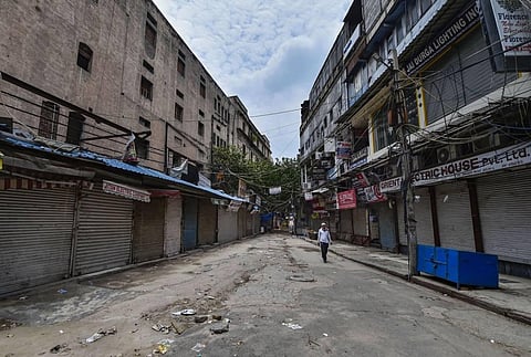 A view of deserted Bhagirath Palace market in Chandni Chowk in New Delhi. (Photo | PTI file)