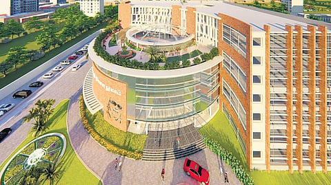 A model of the Kalaignar Memorial Library that will be constructed in Madurai