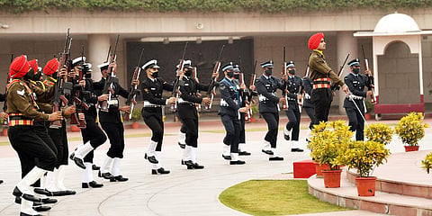 Tribute paying ceremony at the National War Memorial to mark the 74th Army Day, in New Delhi on Saturday. (Photo| ANI)