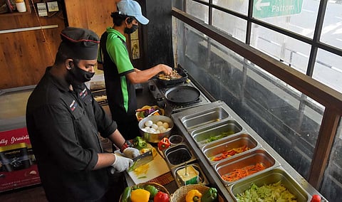 A cloud kitchen functioning at Kowdiar in the city.Many cloud kitchens have sprung up in different parts of the state, especially during the pandemic. (Photo | BP Deepu, EPS)
