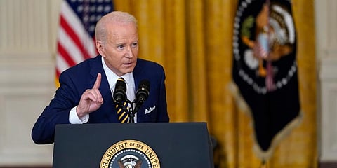 President Joe Biden speaks during a news conference in the East Room of the White House in Washington. (Photo | AP)