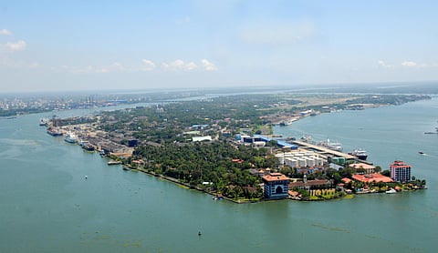 An aerial view of Kochi Port (Photo | Special arrangement)