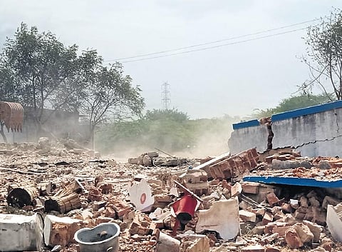 File photo of the aftermath of an explosion at a firecracker unit. (Photo | Express)