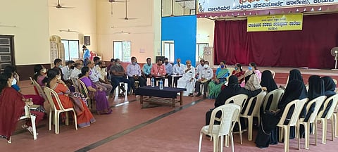 Udupi MLA Raghupathi Bhat chaired a meeting of the college development committee with parents on Monday (Photo | Special arrangement)