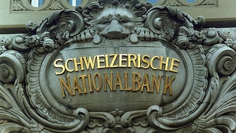 Logo of The Swiss National Bank in Berne, Switzerland.