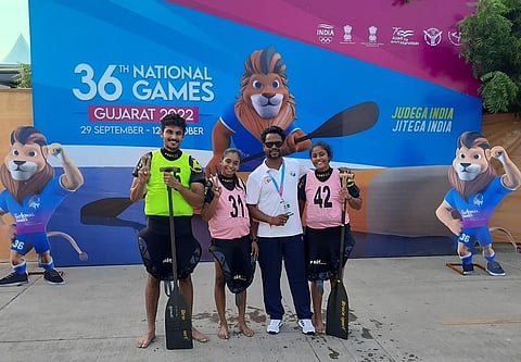 Vishwajit Singh Kushwaha, Shikha Chauhan, coach Kuldeep Singh Keer and Jahanvi Srivastava