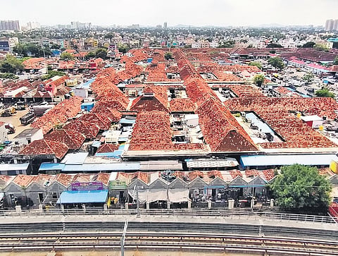 An aerial view of Koyambedu vegetable market in Chennai | P jawahar