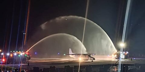 Indian Navy based here carried out its maiden night landing by Dornier aircraft at the Agatti airfield in Lakshadweep islands. (Photo | Twitter, @DefencePROkochi)