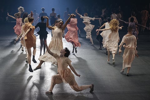 Models present creations for the Issey Miyake Spring-Summer 2023 fashion show during the Paris Womenswear Fashion Week, in Paris, on September 30, 2022. (Photo | AFP)