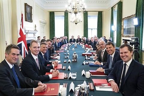 Prime Minister Rishi Sunak holds his first Cabinet meeting in Downing Street in London, Wednesday, Oct. 26, 2022. (Photo | AP)