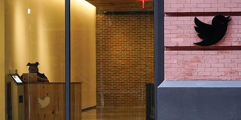 The lobby of the building that houses the Twitter office in New York. (Photo | AP)