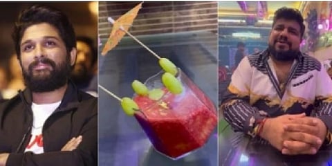 (From left) Actor Allu Arjun, beverage and Mumbai-based juice vendor Bunty (Photo | IANS)