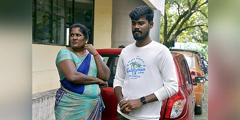 Padmam’s son Selvaraj and her sister Palaniamma. (Photo | A Sanesh, EPS)