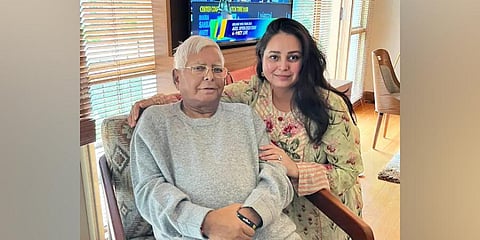 Lalu Prasad Yadav with daughter Rohini. (Photo | Rohini Acharya Twitter)