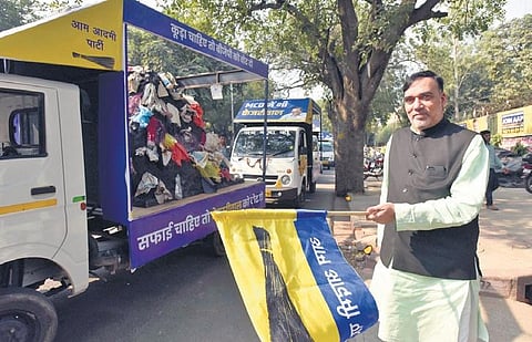 AAP leader Gopal Rai during MCD Campaign. (File Photo)