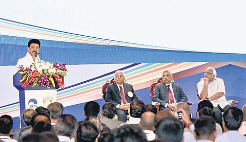 Stalin speaking at an event organised by Employers’ Federation of Southern India in Chennai on Friday | P Jawahar