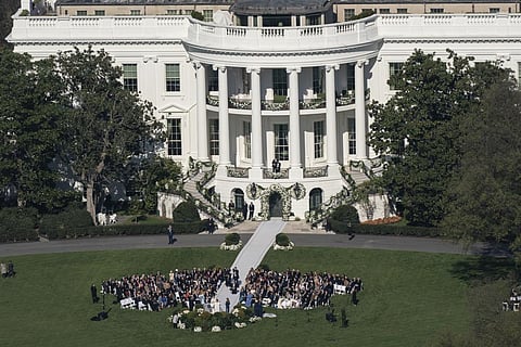 President Joe Biden's granddaughter Naomi Biden and her fiance, Peter Neal, are married on the South Lawn of the White House in Washington. (Photo | AP)