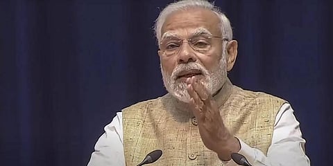 Prime Minister Narendra Modi addresses during the Constitution Day celebrations in the Supreme Court, in New Delhi (Photo | PTI)
