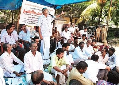 File pic of a protest against the decision to give permission for a new carbon black plant at Karimugal in 2009 I Express