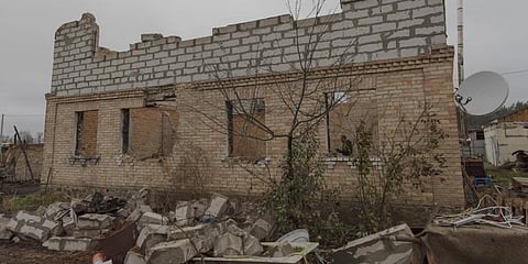 The remains of a house destroyed by fighting, in the village of Moshun, outside Kyiv, Ukraine, Nov. 4, 2022. (Photo | AP)