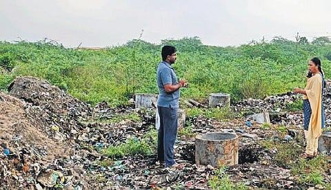 Extending over 2.5 acres, the dump yard had garbage piling up so much that newly collected waste was shifted to the Thideerkuppam lot in 2018 | Express