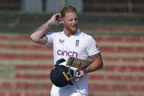 England's skipper Ben Stokes walks off the field after winning the third test cricket match against Pakistan, in Karachi, Pakistan, Dec. 20, 2022. (Photo | AP)