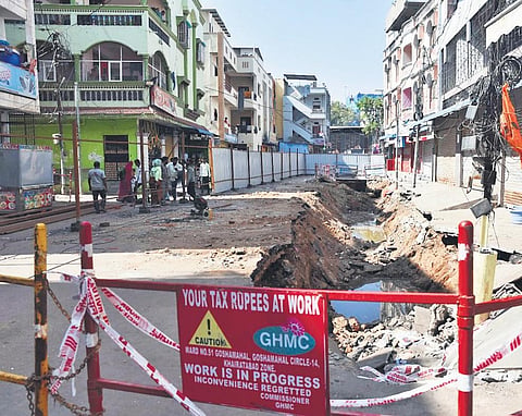 Works underway in Goshamahal area of Hyderabad on Saturday | Jwala