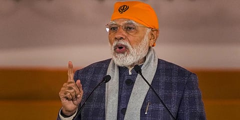 Prime Minister Narendra Modi speaks during 'Veer Baal Diwas' programme in New Delhi, Dec. 26, 2022. (Photo | PTI)