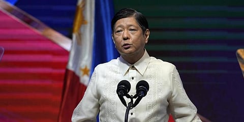 Philippine President Ferdinand Marcos Jr. gestures during a forum speech in Manila, Philippines, Oct. 5, 2022. (File Photo | AP)