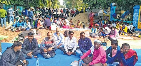 Tribals displaced by RSP staging protest outside Rourkela ADM office | Express
