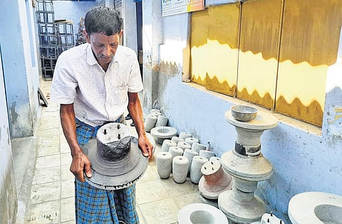 Manufacturers have been buying used parts from vendors for `800 per piece for two-litre capacity, since supply of fresh stone from Uthukuli has stopped | express