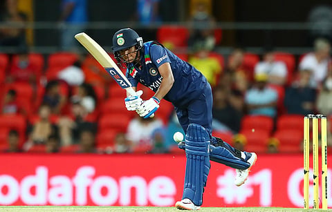 India's ODI vice-captain Harmanpreet Kaur has struggled with her batting and managed to score 10 runs off 22 balls before getting dismissed by Jess Kerr.