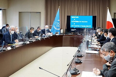Japan's Ministry of Economy, Trade and Industry, the members of IAEA taskforce began review of a planned release to sea of treated radioactive water from the Fukushima nuclear plant. (Photo | AP)