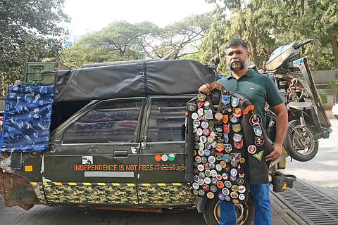 Umesh Gopinath Jadhav is in Bengaluru after completing his journey of 1.15 lakh km by road and meeting families of 144 martyrs | Ashishkrishna HP