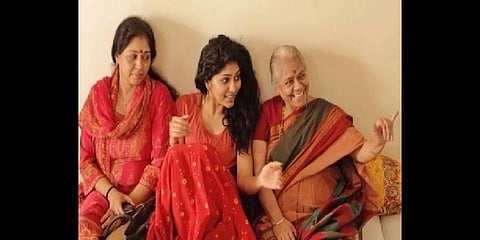 Actress Samyukta Hornad with her grandmother