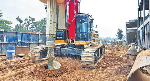 Construction work of Bellandur station going on along Outer Ring Road Line