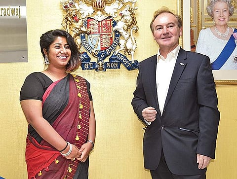 Jeremy Pilmore-Bedford with Ambalika Banerjee. (Photo | Nagaraja Gadekal)