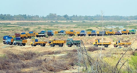File photo of lorries at a river sand quarry | Express