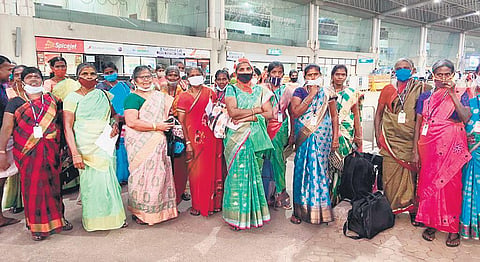 The women before boarding the flight | Express