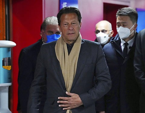 Pakistan's Prime Minister Imran Khan arrives for the opening ceremony of the 2022 Winter Olympics, Friday, Feb. 4, 2022, in Beijing. (Photo | AP)