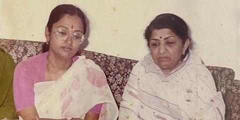 Latha Raju during the interview with Latha Mangeshkar in 1980. (Photo| EPS)