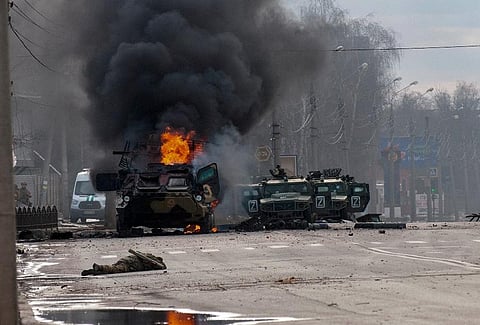 The city authorities said that Ukrainian forces engaged in fighting with Russian troops that entered the country's second-largest city on Sunday. (Photo | AP)