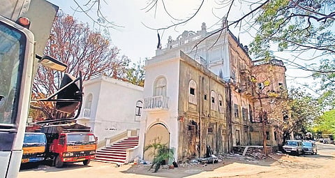 A view of the partly-whitewashed Irrum Manzil on Wednesday | RVK Rao