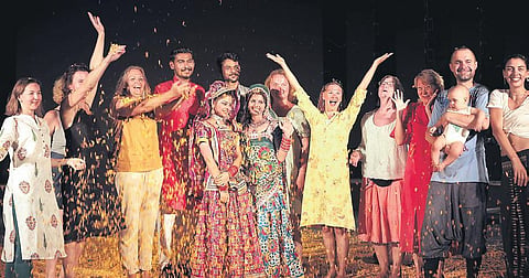 The Russian women who visited the Kerala Arts and Crafts Village on Wednesday | Express
